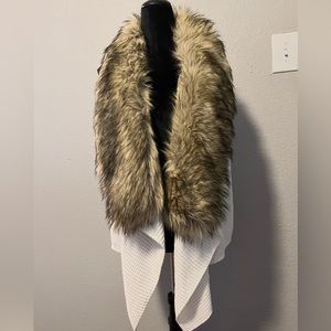 Michael Kors women’s white cardigans with faux fur collar, Size M